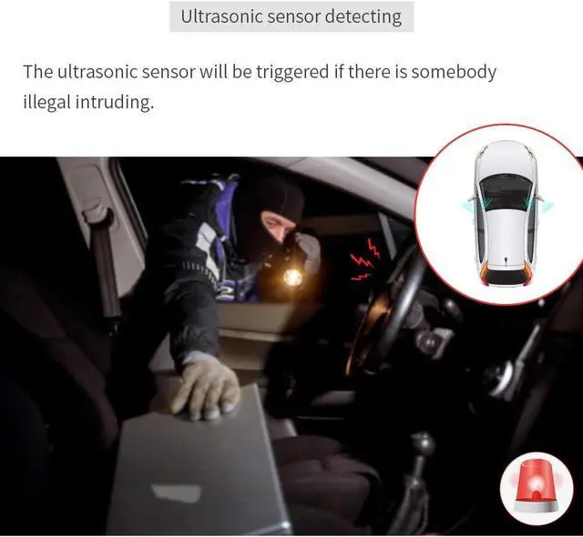 Alt view image 6 of 7 - EC203 2 Way car Alarm System with LCD Pager Display, ultrasonic Sensor & Shock Sensor DC12V