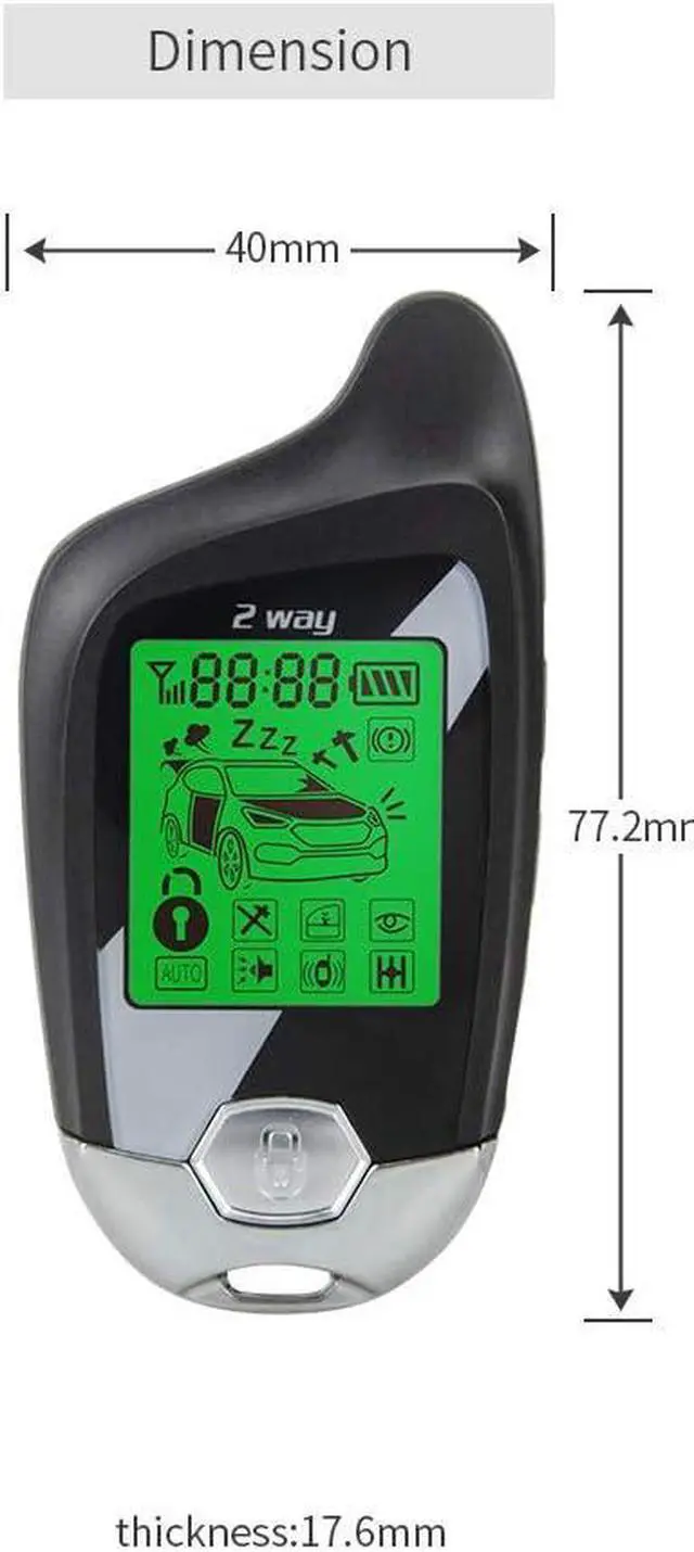 Alt view image 2 of 7 - EC202 2 Way car Alarm System with LCD Pager Display Remote Engine Start & Microwave Sensor DC12V