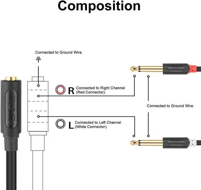 Alt view image 2 of 7 - 3.5mm to Dual 1/4 TS Stereo Breakout Cable Gold Plated Audiowave Series 3.5mm 1/8 inch TRS Female to 2X 6.35mm 1/4 inch TS Male Mono Cable Splitter PVC Shelled Stereo Audio Cable 3 Feet