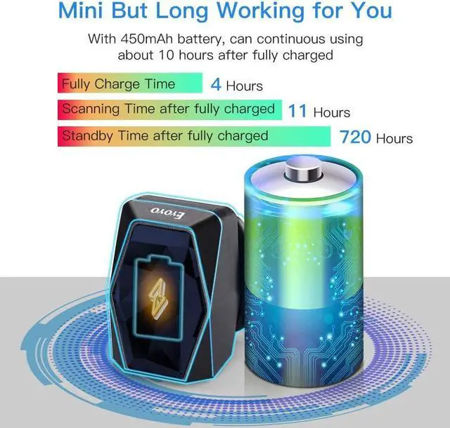 Alt view image 7 of 7 - Upgraded Eyoyo 1D Wireless Ring Barcode Scanner Bluetooth, 3-in-1 USB Wired Inventory Bar Code Scanner Fast Scanning Portable Mini Finger Barcode Reader for Tablet iPhone IPad Android Windows Mac