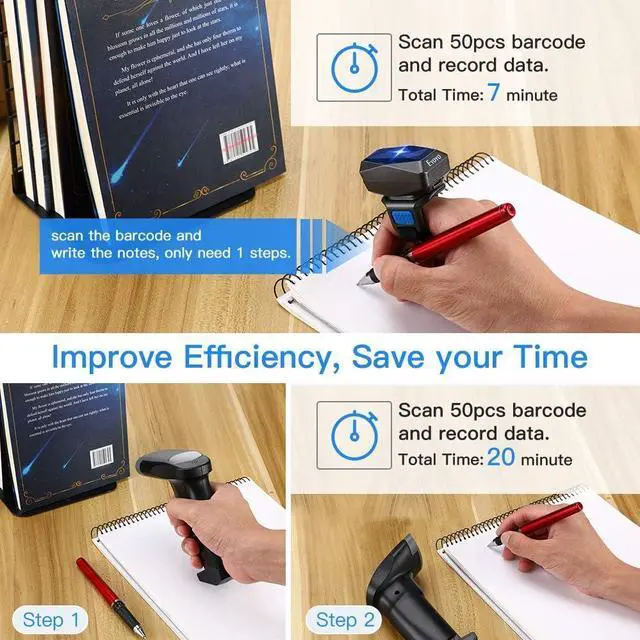 Alt view image 6 of 7 - Upgraded Eyoyo 1D Wireless Ring Barcode Scanner Bluetooth, 3-in-1 USB Wired Inventory Bar Code Scanner Fast Scanning Portable Mini Finger Barcode Reader for Tablet iPhone IPad Android Windows Mac