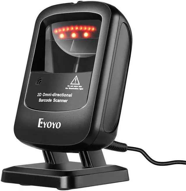 Main image of Eyoyo 1D 2D Desktop Barcode Scanner, Omnidirectional Hands-Free USB Wired Barcode Reader, Capture Barcodes from Mobile Phone Screen, Automatic Image Sensing for Supermarket Library Retail Store
