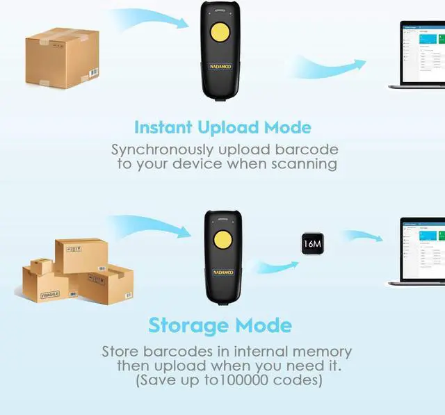 Alt view image 7 of 7 - 2D Wireless Barcode Scanner Compatible with Bluetooth, Portable USB 1D 2D QR Code Scanner for Inventory, Bar Code Image Reader for Tablet iPhone iPad Android iOS PC POS, with Charging Dock
