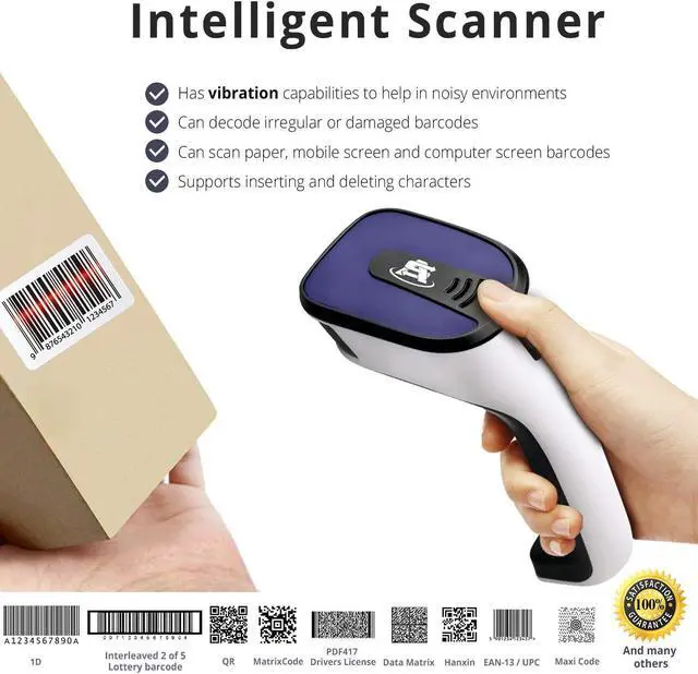 Alt view image 3 of 7 - Portable Wireless Bluetooth Barcode Scanner: 3-in-1 Hand Scanners - Cordless, Rechargeable 1D and 2D Scan Gun for Inventory Management - Wireless, Handheld, USB Bar Code/QR Code Reader