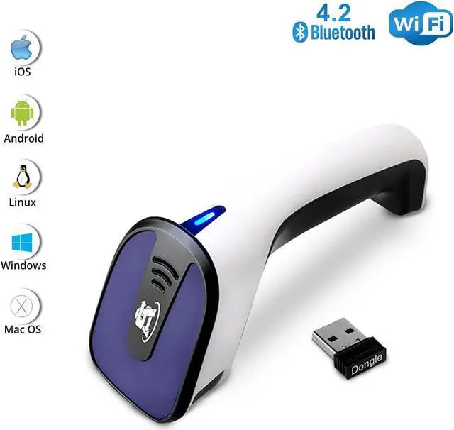 Alt view image 2 of 7 - Portable Wireless Bluetooth Barcode Scanner: 3-in-1 Hand Scanners - Cordless, Rechargeable 1D and 2D Scan Gun for Inventory Management - Wireless, Handheld, USB Bar Code/QR Code Reader