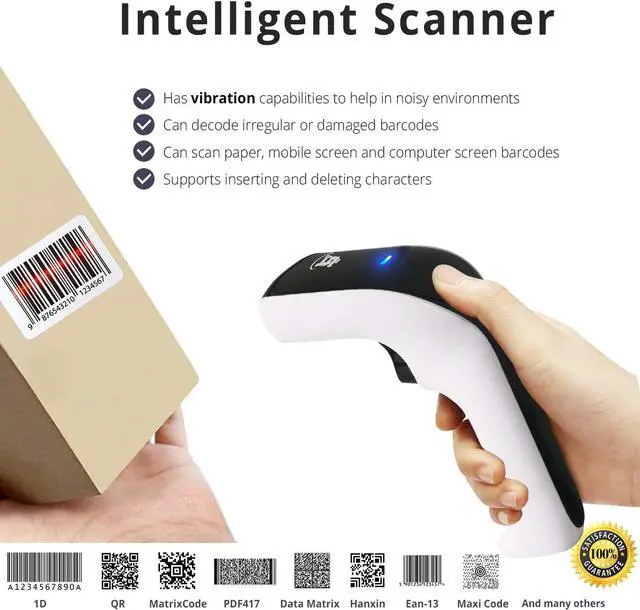 Alt view image 4 of 7 - ScanAvenger Wireless Portable 1D&2D with Stand Bluetooth Barcode Scanner: 3-in-1 Vibration, Cordless, Rechargeable Scan Gun for Inventory Management - Handheld, USB Bar Code/QR Reader Hand Scanners