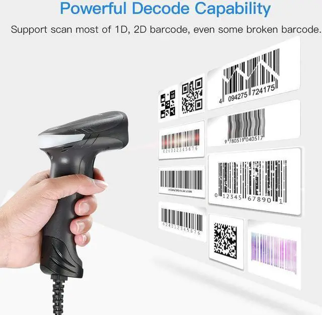 Alt view image 3 of 7 - Eyoyo USB QR 2D Barcode Scanner, Handheld Wired Bar Code Reader PDF417 Data Matrix for Mobile Payment, Pos System, Supermarket Inventory Management, Plug and Play, Extra Long USB Cable