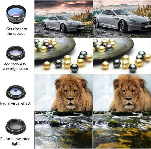Alt view image 7 of 7 - Godefa Phone Camera Lens Kit, 14 in 1 Lenses with Selfie Light for iPhone 14 13 12 11 Xs X Pro Samsung and Other Andriod Smartphone, Universal Clip on Wide Angle+Macro+ Fisheye Camera Lenses