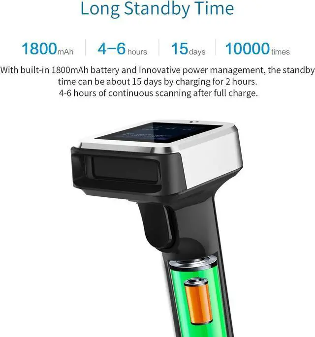 Alt view image 6 of 7 - 2D QR Bluetooth Barcode Scanner with Screen Display with Charging Base,3 in 1 Compatible with Bluetooth & 2.4GHz Wireless & Wired Connection with 1.8 inch TFT Color LCD Screen