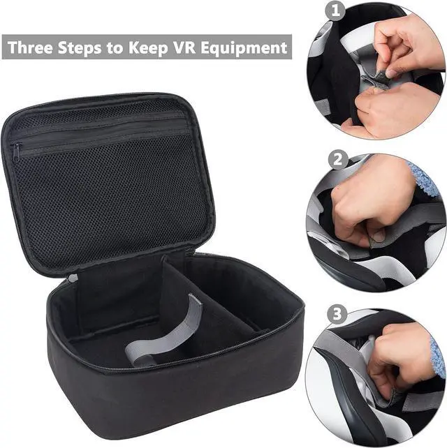 Alt view image 3 of 5 - KISLANE Soft Carrying Case Compatible with Oculus Quest 2 VR, Headset Fits for Travel, Home, Outdoor, Not Compatible with Elite Strap(Black)