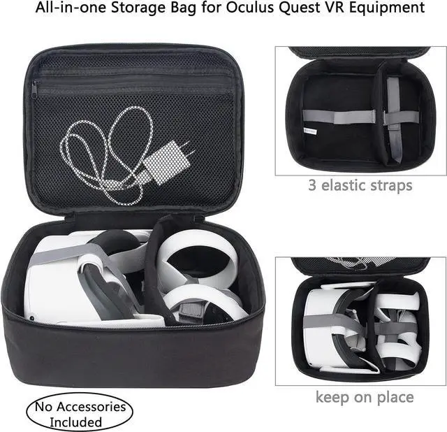 Alt view image 4 of 5 - KISLANE Soft Carrying Case Compatible with Oculus Quest 2 VR, Headset Fits for Travel, Home, Outdoor, Not Compatible with Elite Strap(Black)