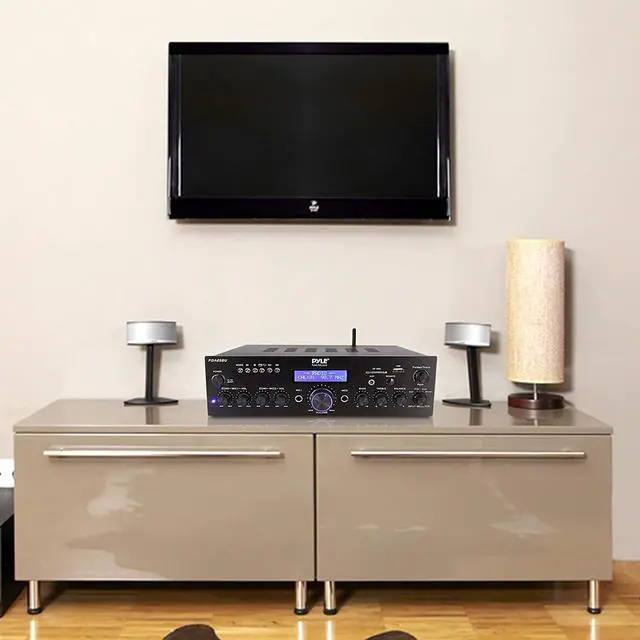 Alt view image 7 of 7 - Wireless Bluetooth Power Amplifier System - 200W Dual Channel Sound Audio Stereo Receiver w/ USB, AUX, MIC IN w/ Echo, Radio - For Home Theater Entertainment via RCA, Studio Use - Pyle PDA65BU,Black