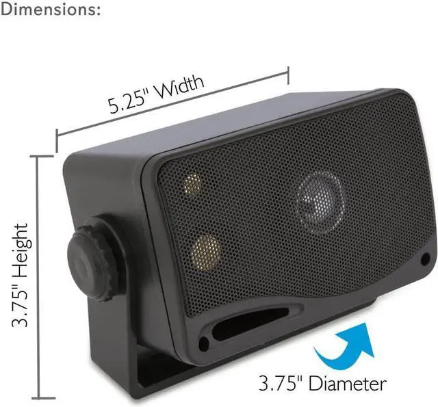 Alt view image 7 of 7 - Pyle Wireless Bluetooth Stereo Power Amplifier & Mini Box Speaker System - 3.5 Inch 200 Watt Weatherproof Marine Grade Mount Speakers (Black)