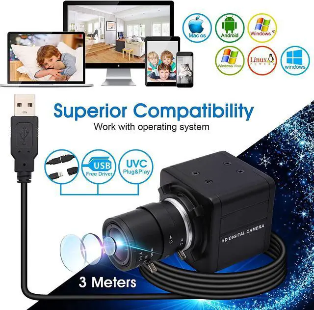 Alt view image 6 of 7 - ALPCAM 4K USB Camera Ultra HD 2160P Webcam,5X Optical Manual Wide Angle Webcam with 2.8-12mm Varifocal Lens,Sony IMX317 Sensor USB Zoom Video Conference Camera for Mac/Window/Linux/Raspberry Pi