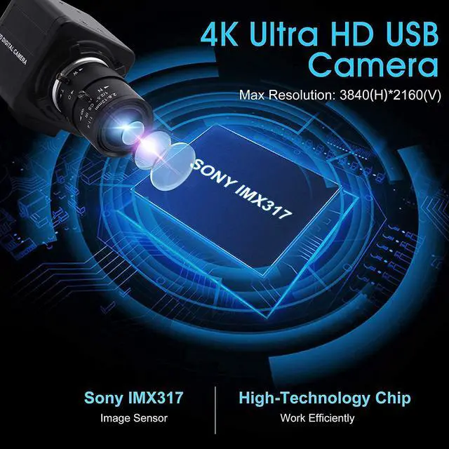 Alt view image 5 of 7 - ALPCAM 4K USB Camera Ultra HD 2160P Webcam,5X Optical Manual Wide Angle Webcam with 2.8-12mm Varifocal Lens,Sony IMX317 Sensor USB Zoom Video Conference Camera for Mac/Window/Linux/Raspberry Pi