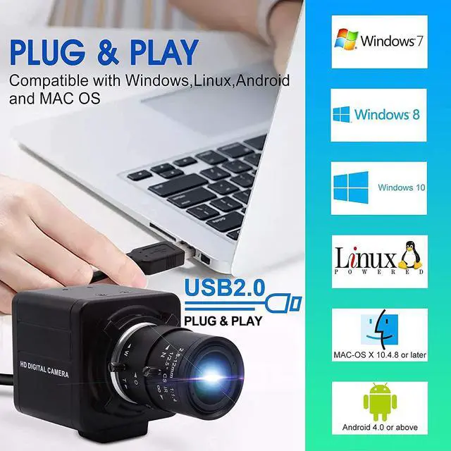 Alt view image 3 of 7 - ALPCAM 4K USB Camera Ultra HD 2160P Webcam,5X Optical Manual Wide Angle Webcam with 2.8-12mm Varifocal Lens,Sony IMX317 Sensor USB Zoom Video Conference Camera for Mac/Window/Linux/Raspberry Pi