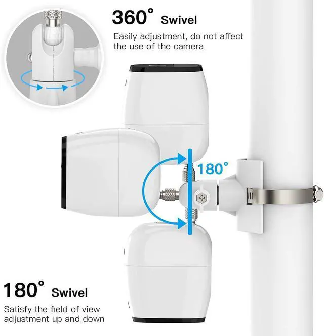 Alt view image 3 of 7 - Universal Outdoor Camera Mount for Arlo Pro 5S/Pro 4/Pro 3/Ultra 2/Essential XL,for eufyCam 2C/2C Pro and More Security Camera with 1/4 Thread(White, 2 Pack)