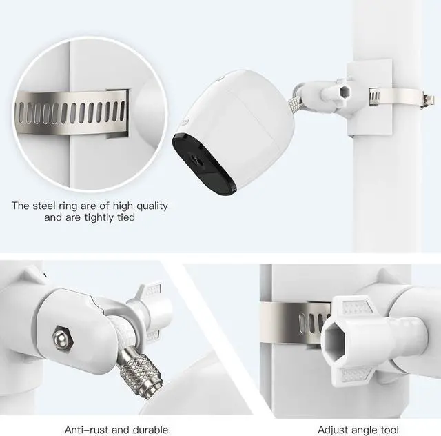 Alt view image 4 of 7 - Universal Outdoor Camera Mount for Arlo Pro 5S/Pro 4/Pro 3/Ultra 2/Essential XL,for eufyCam 2C/2C Pro and More Security Camera with 1/4 Thread(White, 2 Pack)