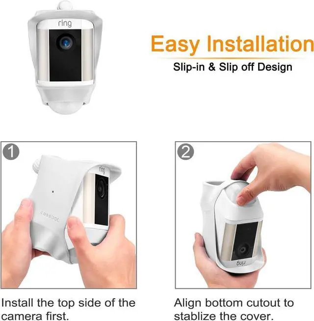 Alt view image 4 of 7 - Fintie Silicone Case for Ring Spotlight Cam, Soft Silicone Weather Resistant Protective Skin Cover for Ring Spotlight Battery HD Security Camera, White