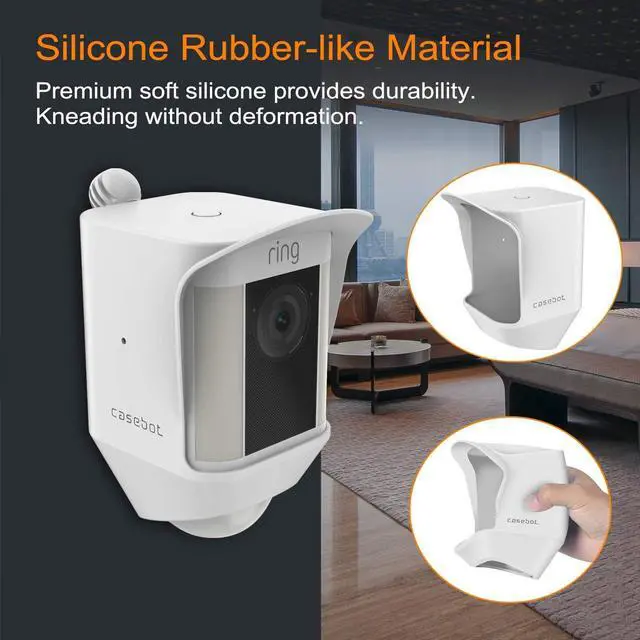 Alt view image 5 of 7 - Fintie Silicone Case for Ring Spotlight Cam, Soft Silicone Weather Resistant Protective Skin Cover for Ring Spotlight Battery HD Security Camera, White