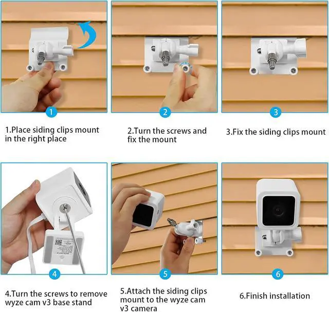 Alt view image 5 of 7 - HOLACA Vinyl Siding Hooks Mount for Wyze Cam V3,Siding Hanger Clips for Mounting Wyze Cam V3 Camera, Weatherproof Stainless Steel Material (White 2Pack)