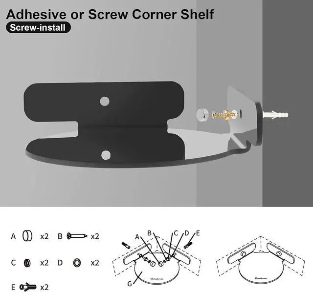 Alt view image 6 of 7 - Acrylic Mini Circular Corner Shelf Mount for Security Cameras, Baby Monitors, Speakers, Plants & More, Universal Cam Holder, Easy to Install, Screwless with Damage-free Replacement Strips (Black)