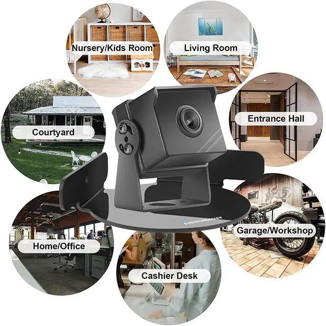 Alt view image 2 of 7 - Acrylic Mini Circular Corner Shelf Mount for Security Cameras, Baby Monitors, Speakers, Plants & More, Universal Cam Holder, Easy to Install, Screwless with Damage-free Replacement Strips (Black)