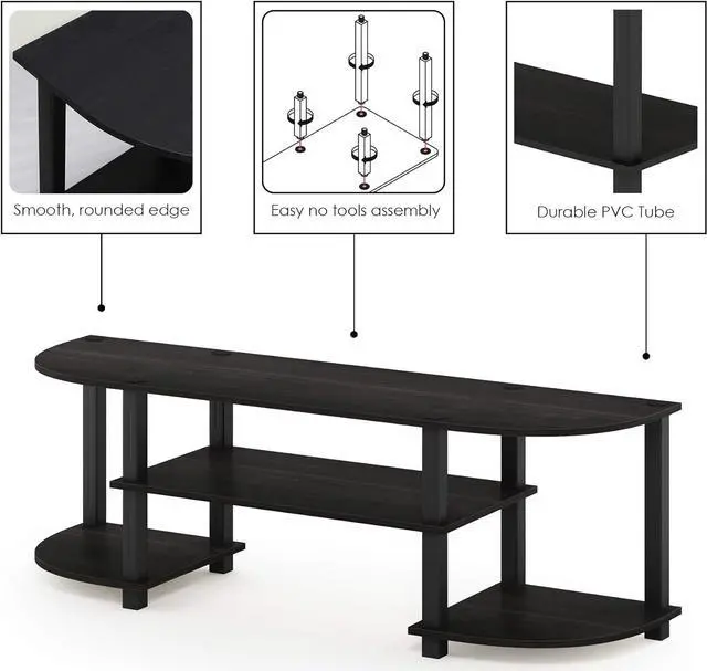 Alt view image 7 of 7 - Furinno Turn-S-Tube Wide TV Entertainment Center, Espresso/Black