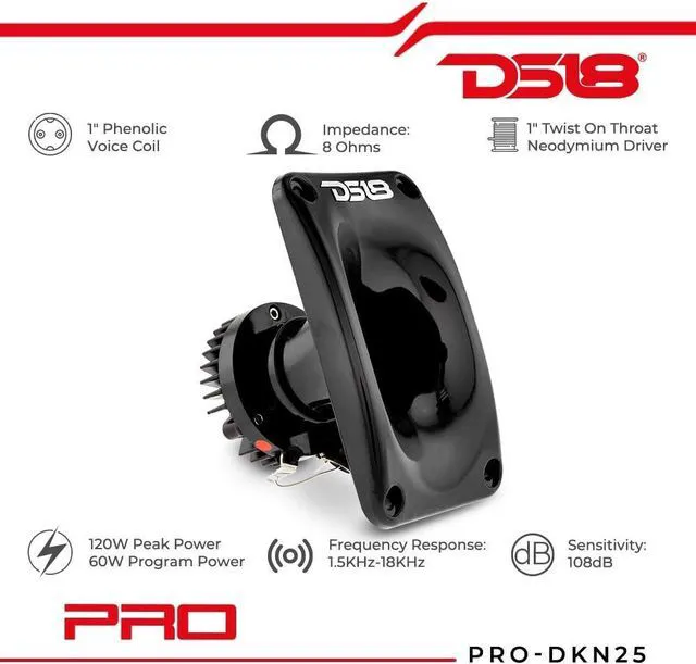 Alt view image 2 of 5 - PRO-DKN25 Neodymium Driver with Aluminum Horn - 1", 120W Max Power, 60W RMS, 8 Ohms, 1" Voice Coil, Phelonic Diaphragm - No Other Compression Driver Can Compare (Single)