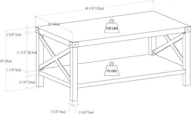Alt view image 3 of 7 - Walker Edison Sedalia Modern Farmhouse Metal X Coffee Table, 40 Inch, Rustic Oak