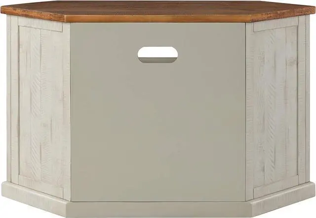Alt view image 7 of 7 - Martin Svensson Home Rustic Solid Wood Corner TV Stand, Antique White and Honey Tobacco