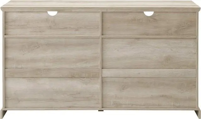 Alt view image 6 of 7 - Walker Edison Classic Glass Door Universal TV Stand for TV's up to 64" Flat Screen Living Room Storage Cabinet Doors and Shelves Entertainment Center, 58 Inch, White Oak