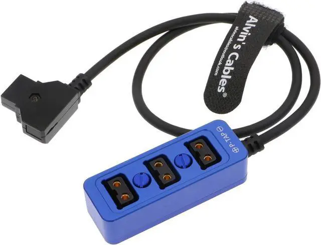 Main image of D-tap Splitter P-Tap HUB Cable Dtap Male to Three Port D tap Female Splitter Cable with Screw Threads for ARRI RED Z CAM Cameras TILTA Steadicam IDX V-Mount Battery-Blue