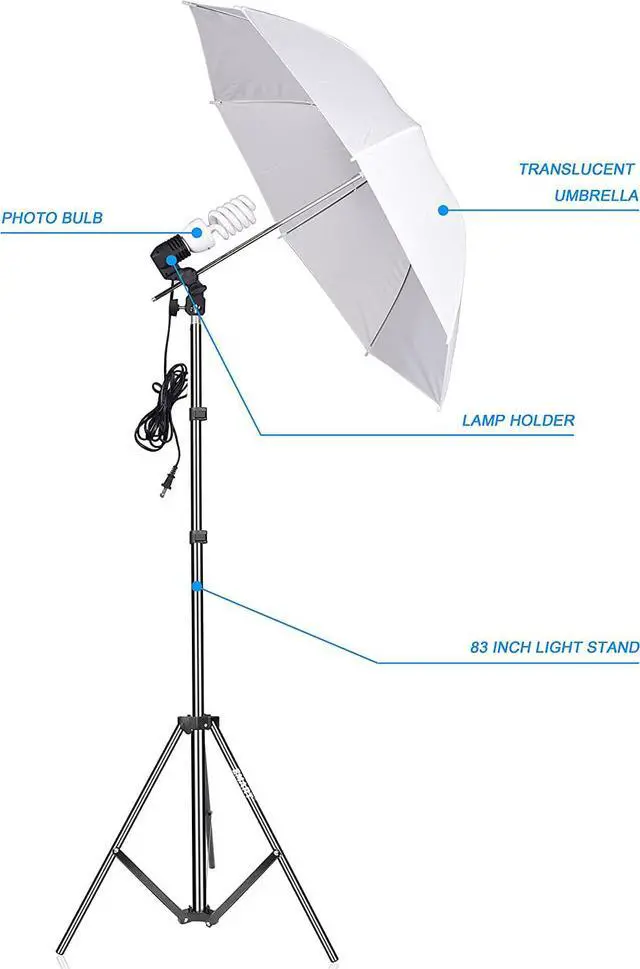 Alt view image 2 of 7 - EMART Photography Umbrella Lighting Kit, 400W 5500K Photo Portrait Continuous Reflector Lights for Camera Video Studio Shooting Daylight (2 Packs)
