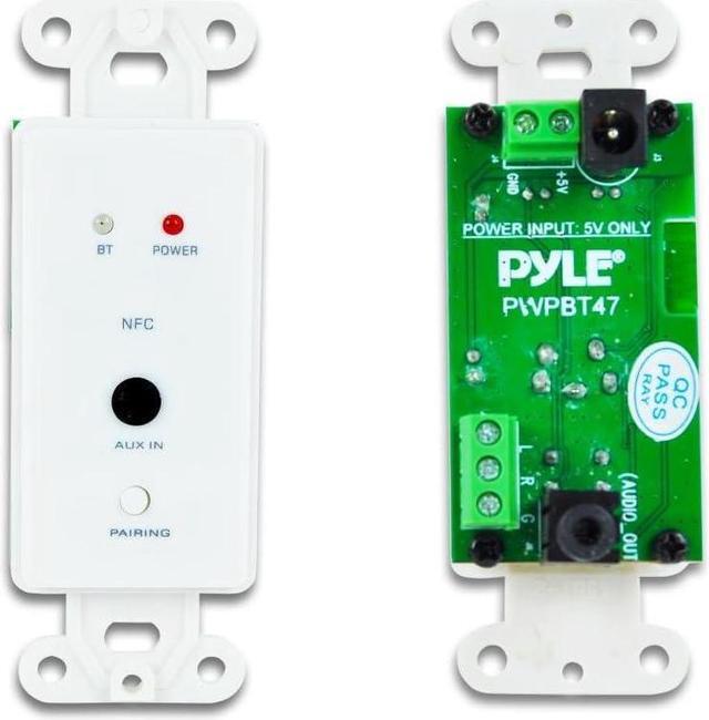Alt view image 5 of 7 - Bluetooth Receiver Wall Mount - In-Wall Audio Control Receiver w/ Dual USB Charging Port, 3.5mm AUX Input for Sound Systems - For Home Theater Entertainment - Includes DC Power Adaptor - PWPBT67