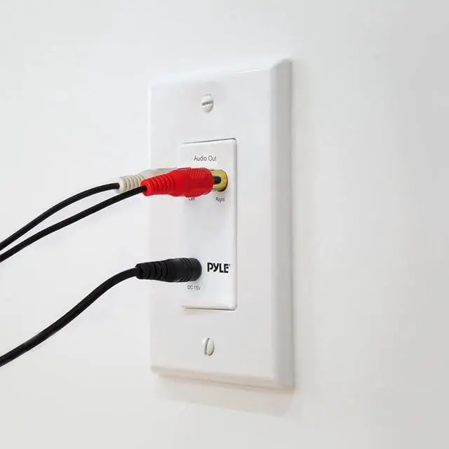 Alt view image 6 of 7 - Bluetooth Receiver Wall Mount - In-Wall Audio Control Receiver w/ Dual USB Charging Port, 3.5mm AUX Input for Sound Systems - For Home Theater Entertainment - Includes DC Power Adaptor - PWPBT67