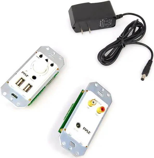 Alt view image 2 of 7 - Bluetooth Receiver Wall Mount - In-Wall Audio Control Receiver w/ Dual USB Charging Port, 3.5mm AUX Input for Sound Systems - For Home Theater Entertainment - Includes DC Power Adaptor - PWPBT67