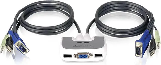 Main image of IOGEAR 2-Port USB VGA Miniview Micro Cabled KVM Switch - 2048 x 1536 - Hot Keys Switch - w/Audio - Plug n Play - PC, MAC, SUN - GCS632U