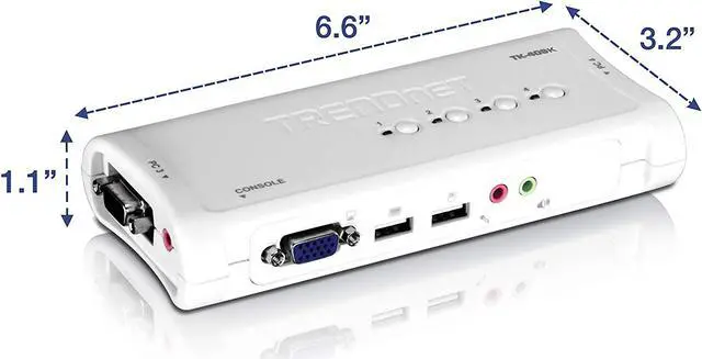 Alt view image 3 of 7 - 4-Port USB KVM Switch and Cable Kit With Audio, Manage 4 Computers, USB Switch, Windows, Linux, Auto-Scan, Plug And Play, Hot Pluggable, 2048 x 1536 VGA Resolution, White, TK-409K