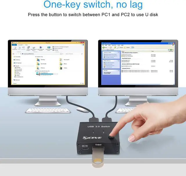 Alt view image 3 of 7 - USB 3.0 Switch Selector, 2 in 1 Out USB Switcher for 2 Computers Share 1 USB Devices, Mouse, Keyboard, Scanner, Printer, Etc
