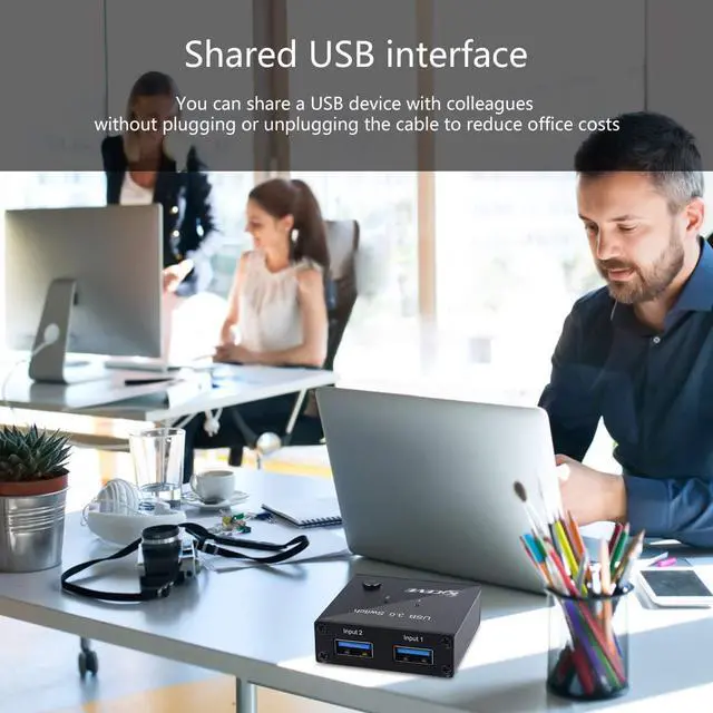 Alt view image 7 of 7 - USB 3.0 Switch Selector, 2 in 1 Out USB Switcher for 2 Computers Share 1 USB Devices, Mouse, Keyboard, Scanner, Printer, Etc