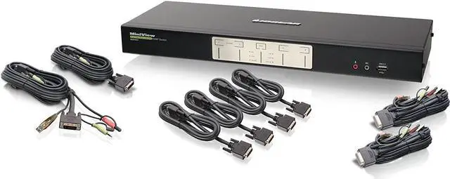 Main image of 4-Port Dual View Dual-Link DVI KVMP Switch with Audio, w/Full Set of Cables,(GCS1644 TAA Compliant)