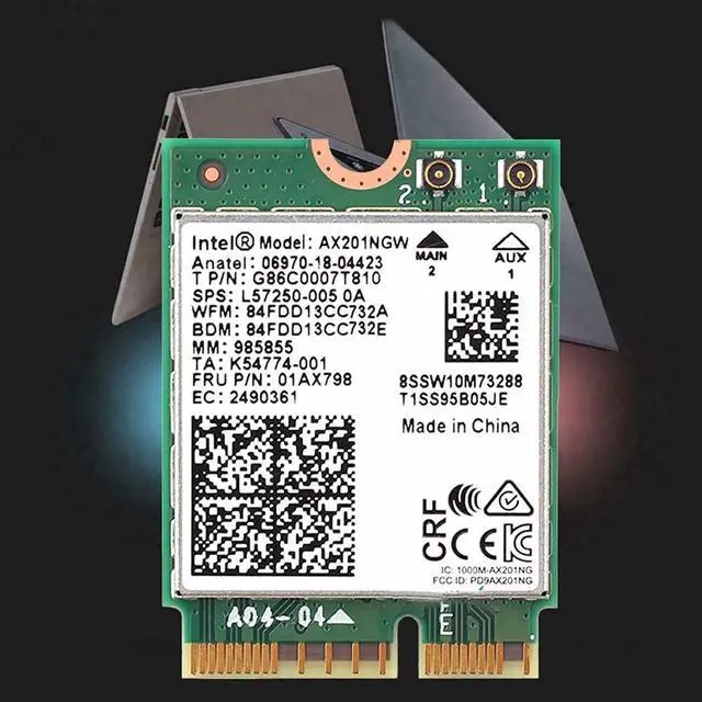 Alt view image 6 of 6 - AX201NGW WiFi Card,WiFi 6E M.2 Laptop 2.4Gbps 802.11ax Wireless Intel AX201 Wireless Card 11AX WiFi Adapter with Bluetooth 5.3 MU-MIMO for Windows 10, 64-bit, Google Chrome OS, Linux(64bit)