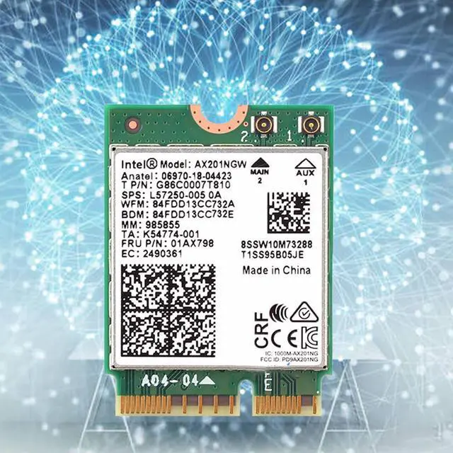 Alt view image 3 of 6 - AX201NGW WiFi Card,WiFi 6E M.2 Laptop 2.4Gbps 802.11ax Wireless Intel AX201 Wireless Card 11AX WiFi Adapter with Bluetooth 5.3 MU-MIMO for Windows 10, 64-bit, Google Chrome OS, Linux(64bit)