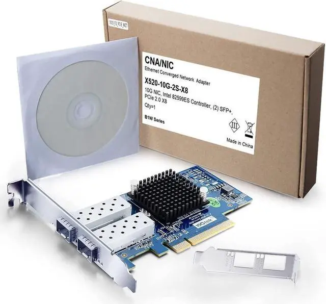 Alt view image 4 of 6 - 10Gb SFP+ PCI-E Network Card NIC, Compare to Intel X520-DA2, with Intel 82599ES Chip, Dual SFP+ Port, PCI Express X8, Ethernet Converged Network Adapter Support Windows Server /Linux/VMware