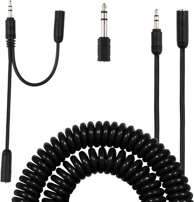 Main image of Universal Audio Extension Kit 3.5mm Plugs and Coiled Extension Cable 18 Feet for use with Headphones Stereos Smartphones Tablets and Sounds Systems 33612