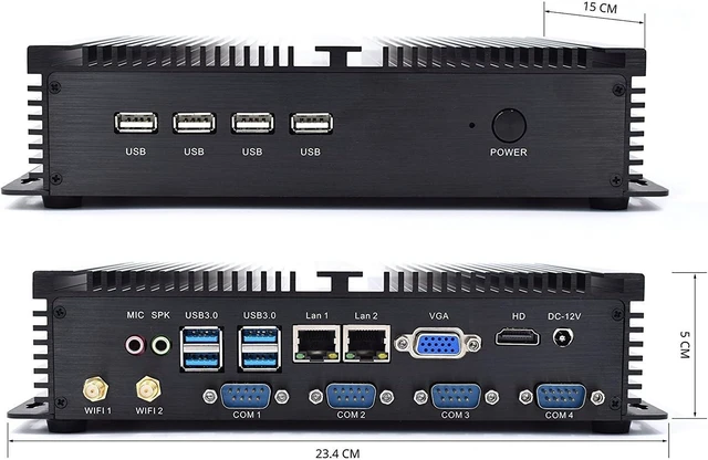 Alt view image 2 of 7 - Fast Mini Desktop PC, i5 CPU, 8GB RAM, 128GB SSD, 1TB HDD, HD Graphics 4000, 4xCOM RS232, 4xUSB 3.0, 2xNICs, HD, VGA, Metal Case