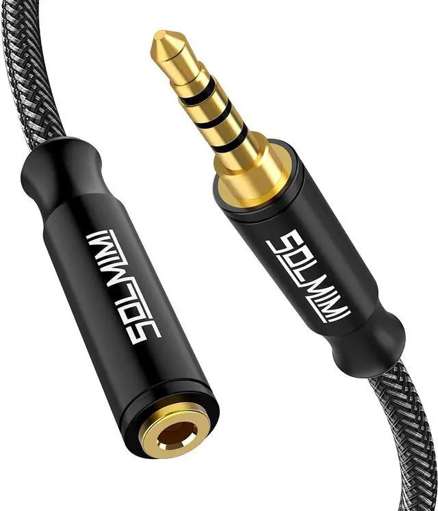 Main image of Headphone Extension Cable 4 Pole 3.5mm TRRS Male to Female Lossless Stereo Audio Cable Extension (4 ft/ 1.2 m) Nylon Braid Aux Cord Extension for Headset or Audio Devices Matte Black