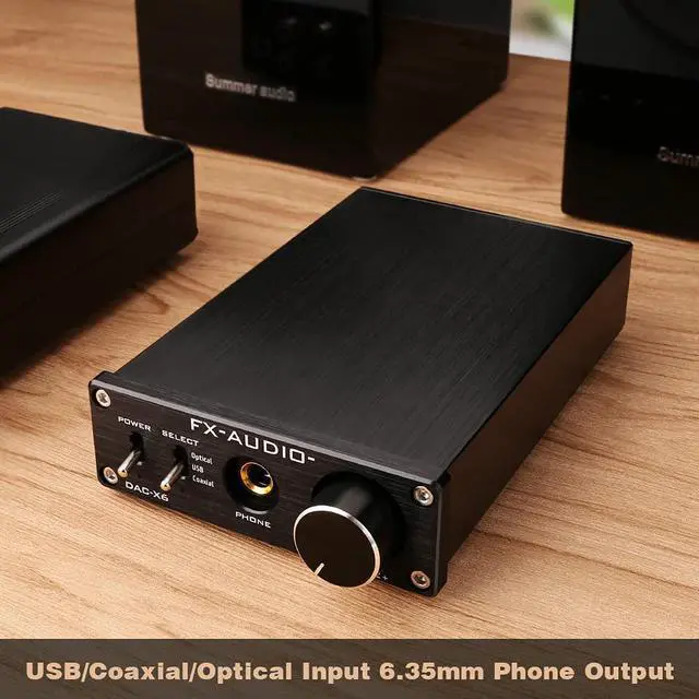 Alt view image 7 of 7 - DAC-X6 Headphone amp Mini HiFi 2.0 Digital Audio Decoder DAC Input USB/Coaxial/Optical Output RCA/Headphone Amplifier 24Bit/96KHz DC12V (Black)