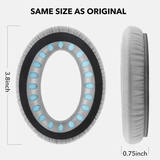 Alt view image 4 of 6 - Replacement Ear Pads for  Quiet Comfort 35 Ear Cushion Kit Compatible with  QC 35/35 II Headphones Made of Protein Leather Memory Foam (Grey)